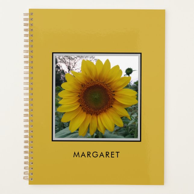 Custom Name Sunflower Metallic Gold Daily Planner Planer (Vorderseite)