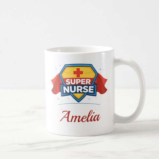 Custom Name Super Nurse Coffee Mug Gift Kaffeetasse (Rechts)