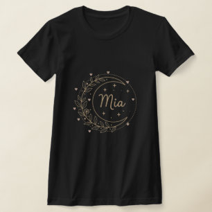 Custom Name T-Shirt - Elegant Mia Crescent Moon