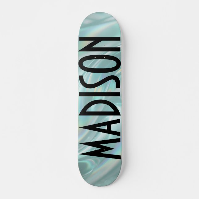 Custom Name Teal Opal Skateboard (Vorne)