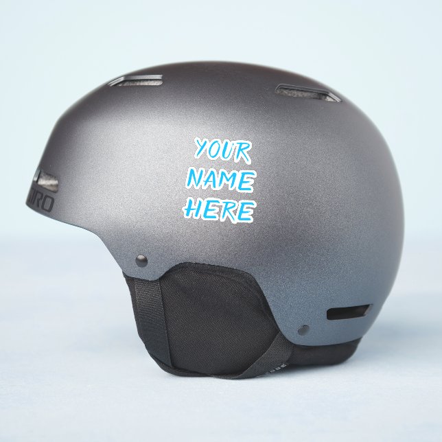 Custom Name Text Script Blue Helmet Stickers (Côté casque)