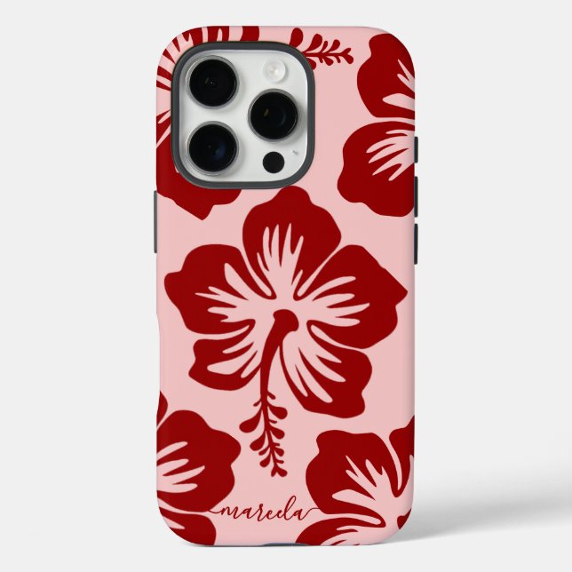 Custom Name Tropical Hibiscus Flower  iPhone 16 Pro Hülle (Rückseite)
