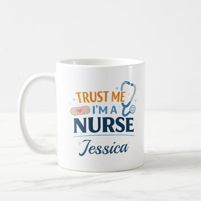 Custom Name Trust Me I'm a Nurse Coffee Mug Gift Kaffeetasse (Links)