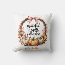 Custom name Unique autumn themed wreath  Kissen