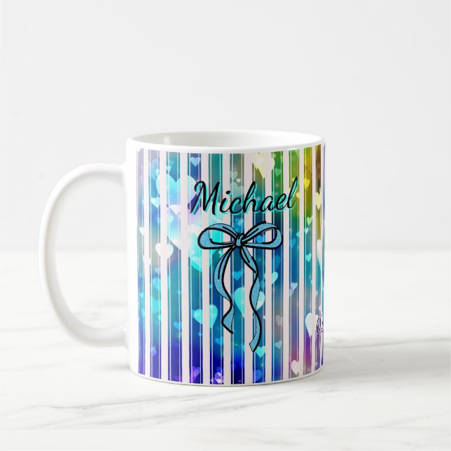 Custom Name Valentine | Personalized Blue For Him Kaffeetasse (Links)