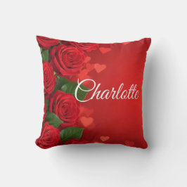 Custom Name Valentine red rose romantic Kissen
