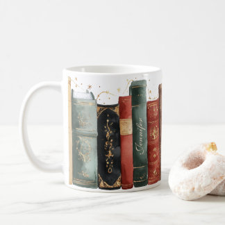 Custom Name Vintage Book Lover  Kaffeetasse