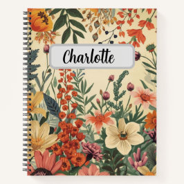 Custom name vintage floral pattern  notizbuch