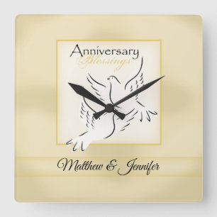 Custom Name, Wedding Anniversary Blessings Quadratische Wanduhr