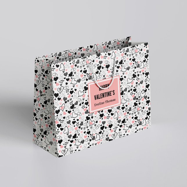 Custom Name Wedding Heart Sketch Gift Wrapping Bag Große Geschenktüte (Custom Name Wedding Heart Sketch Gift Wrapping Bag)