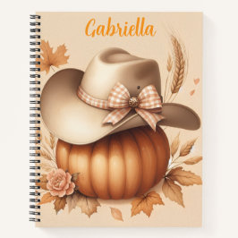 Custom name Western themed hat, pumpkin  Notizbuch