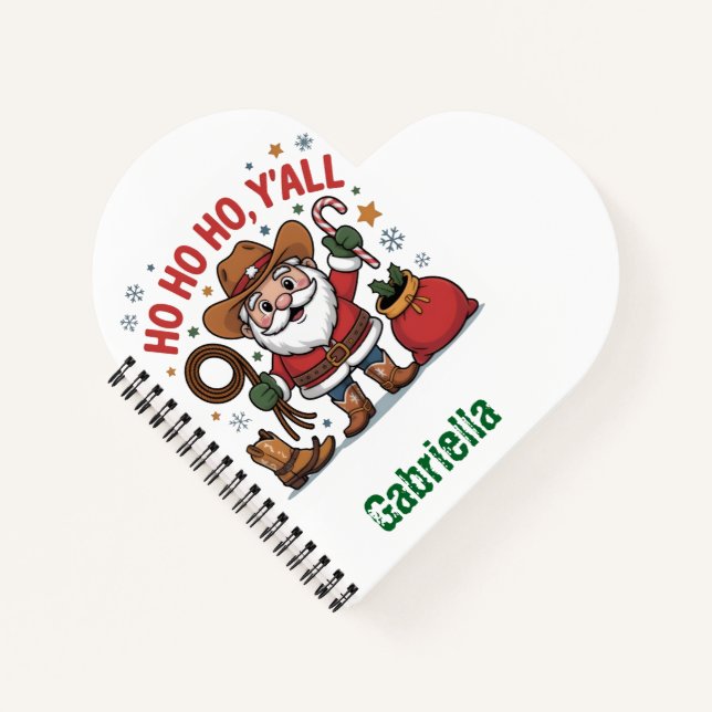 Custom name western themed Santa Christmas  Notizbuch (Vorderseite)