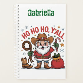 Custom name western themed Santa Christmas  Planer