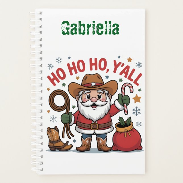 Custom name western themed Santa Christmas  Planer (Vorderseite)