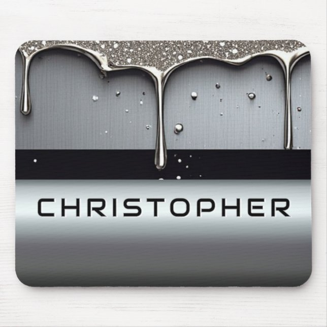Custom Name With Dripping Liquid Metal Mousepad (Vorne)
