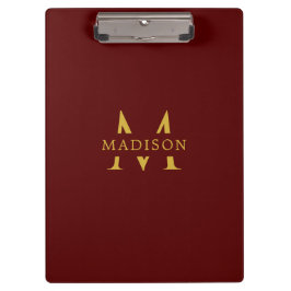Custom Name with Monogram Maroon Professional Klemmbrett