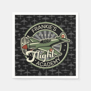 Custom NAME WWII Military Fighter War Plane Retro Serviette