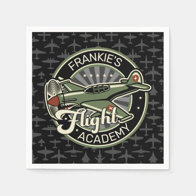Custom NAME WWII Military Fighter War Plane Retro Serviette (Vorderseite)