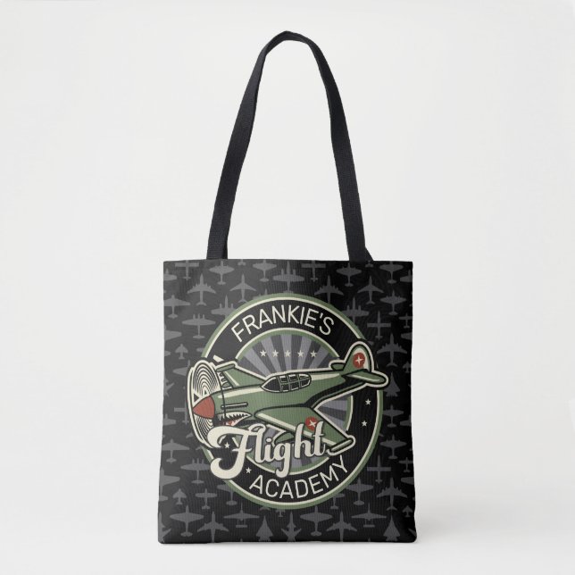 Custom NAME WWII Military Fighter War Plane Retro Tasche (Vorderseite)