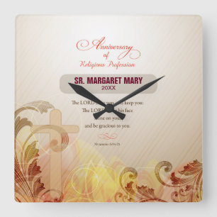 Custom Name & Year Nun, 60th Anniversary Religious Quadratische Wanduhr