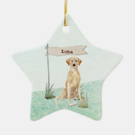 Custom Name Yellow Lab Pet Dog Keramik Ornament