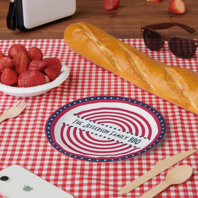 Custom Named 4th July Patriot Red White Blue Pappteller (Picknick)