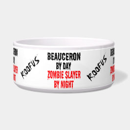 Custom Named Beauceron Dog Zombie Joke Food Bowl Napf