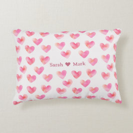 Custom Names Romantic Pink Love Design -  Dekokissen