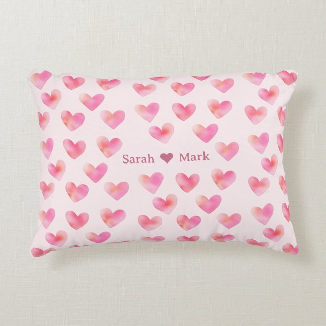 Custom Names Romantic Pink Love Design -  Dekokissen (Vorderseite)