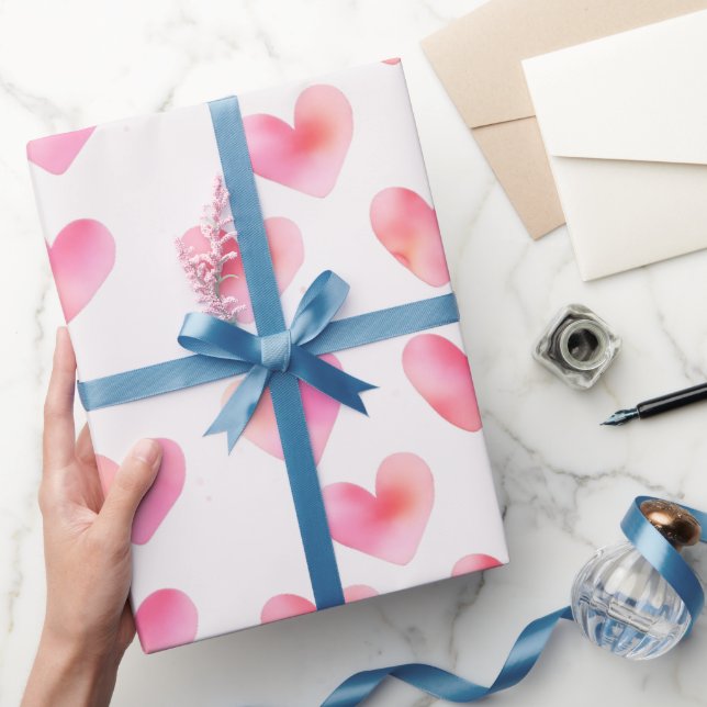 Custom Names Romantic Pink Love Design -  Geschenkpapier (Schenken)