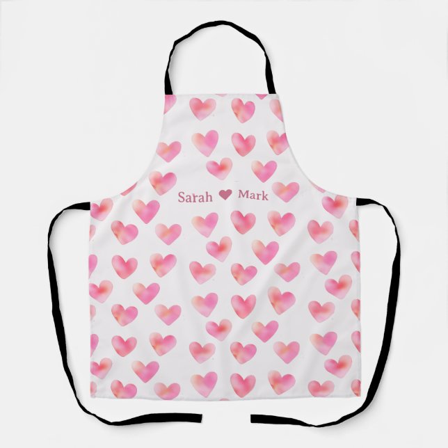 Custom Names Romantic Pink Love Design -  Schürze (Vorderseite)