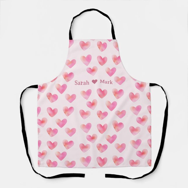 Custom Names Romantic Pink Love Design -  Schürze (Vorderseite)