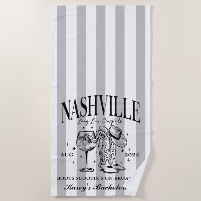 Custom Nashville Bachelorette Rodeo Beach Handtuch (Vorderseite)