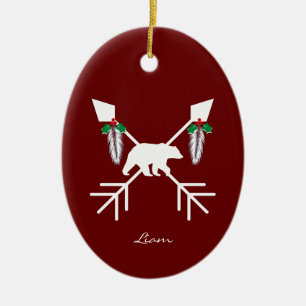 Custom Native American Bären Weihnachtsdekoration Keramik Ornament