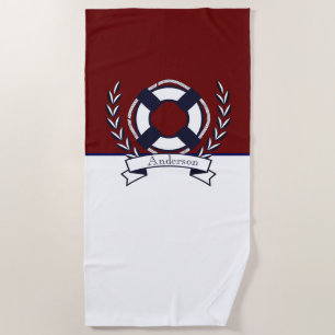 Custom Nauchor Badezimmer Burgundy Navy Blue Strandtuch
