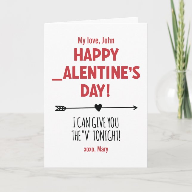 CUSTOM Naughty Gib dir den V Heute Abend Arrow Fun Karte (Vorderseite)