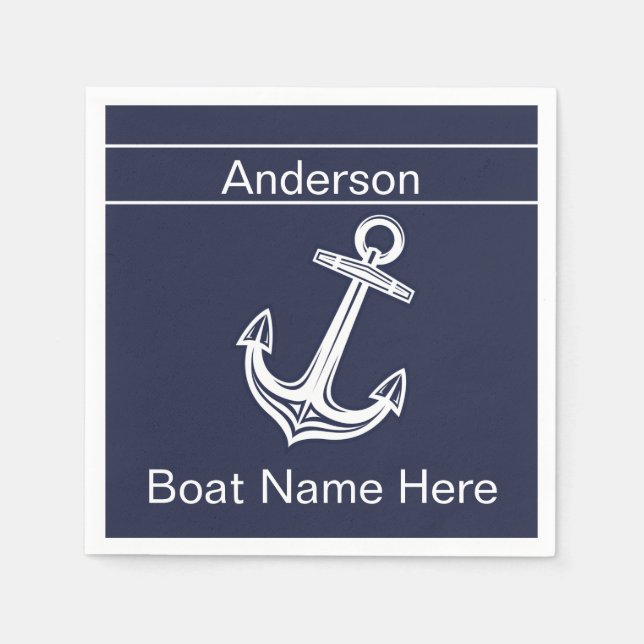 Custom Nautic Anchor Bad Ocean Navy Blau Serviette (Vorderseite)