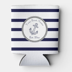 Custom Nautic Anchor Navy Blue Streifen Dosenkühler
