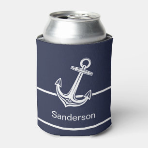 Custom Nautic Anchor Ocean Navy Blue Dosenkühler
