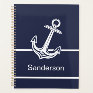 Custom Nautic Anchor Ocean Navy Blue Planer