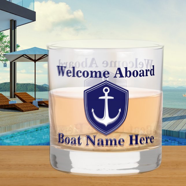 Custom Nautic Boat Name Anchor Navy Blue Whiskyglas (Von Creator hochgeladen)