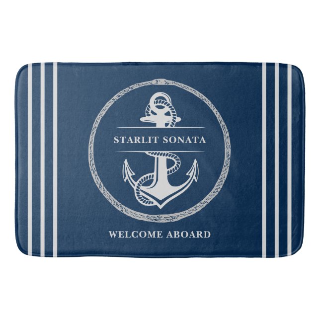 Custom Nautic Sailors Bath Mat Badematte (Vorderseite)