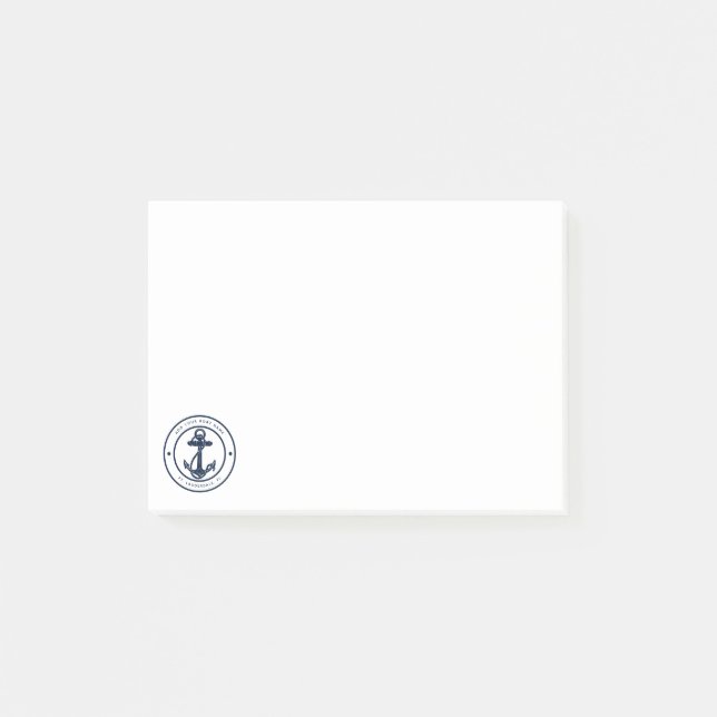 Custom Nautical Anchor Boat Name Post-it Klebezettel (Vorderseite)