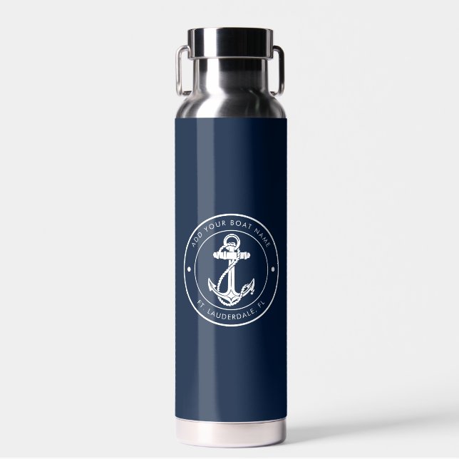 Custom Nautical Boat Anchor and Name Trinkflasche (Vorne)