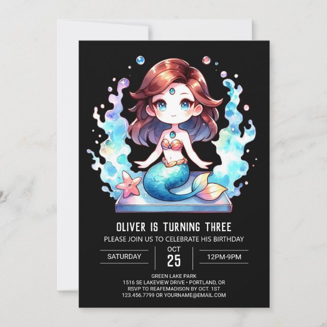Custom Nautical Mermaid Geburtstag Einladung (Vorderseite)