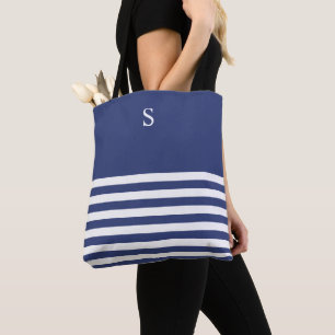 Custom Nautical Navy and White Strike Tote Bag Tasche