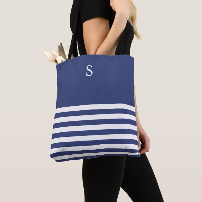 Custom Nautical Navy and White Strike Tote Bag Tasche (Von Nahem)