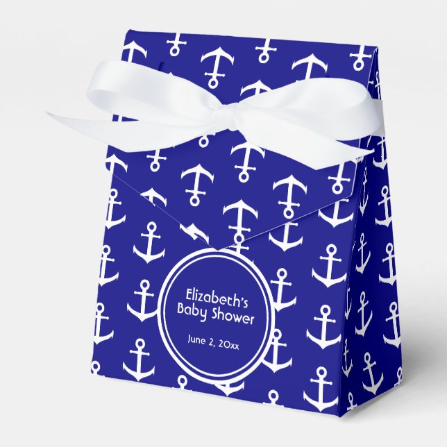 Custom Nautical Navy Blue and White Baby Shower Geschenkschachtel (Vorderseite)