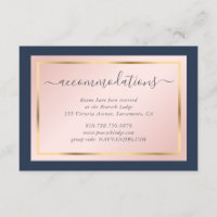 Custom Navy Blue Blush Gold Hochzeitsunterkunft