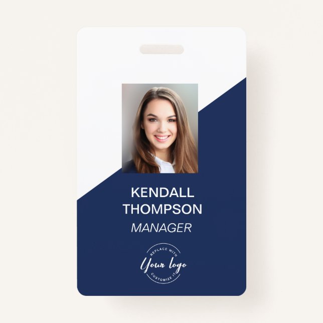 Custom Navy Blue Employee Foto Company Security Ausweis (Vorderseite)